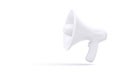 3d realistic white plastic megaphone with shadow isolated on white background. Vector illustration Royalty Free Stock Photo