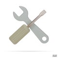 3d realistic white wrench and screwdriver icon set isolated on white background. Royalty Free Stock Photo