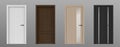 3d realistic wood front door inside modern house Royalty Free Stock Photo