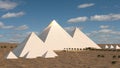 3d reconstruction of the great pyramids of Giza, Khufu, Menkaure and Khafre, Cairo, Egypt. Cairo, Giza Egypt. 3d