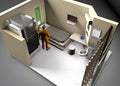 3d reconstruction of a prison cell, ADX Florence Supermax, Colorado penitentiary. US maximum security penitentiary center.