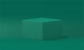 3d rectangle box green pedestal foundation platform isometric angular decor design realistic vector