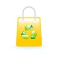 3D Recycle Bag Reusable Eco Bag Icon. Eco Sustainability Environmental Concept. Glossy Glass Plastic Color. Cute Realistic Cartoon Royalty Free Stock Photo