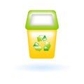 3D Recycle Bin Trash Can Garbage Icon. Eco Sustainability Environment Concept. Glossy Glass Plastic Color. Cute Realistic Cartoon Royalty Free Stock Photo