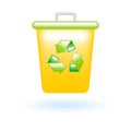 3D Recycle Bin Trash Can Garbage Icon. Eco Sustainability Environmental Concept. Glossy Glass Plastic Color. Cute Realistic Royalty Free Stock Photo