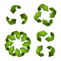 3D recycle icons. Vector green arrows, recycling symbols isolated on white background Royalty Free Stock Photo