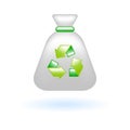 3D Recycle Trash Bag Garbage Bag Icon. Eco Sustainability Environmental Concept. Glossy Glass Plastic Color. Cute Realistic Royalty Free Stock Photo