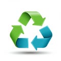 A 3D recycling symbol composed of three curved arrows arranged in a triangular Royalty Free Stock Photo