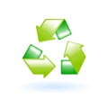 3D Recycling Symbol Recycle Sign Icon. Eco Sustainability Environment Concept. Glossy Glass Plastic Green Color. Cute Realistic Royalty Free Stock Photo