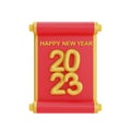 3D red ancient scroll isolated, decoration for Chinese new year, Chinese Festivals, Lunar, CYN 2023, 3d rendering.