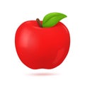 3D red apple fruit. Apple fruit for vegetarians. Helps reduce weight Elements for learning education. 3D vector Illustration