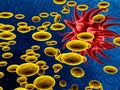 Red bacteria and yellow cells Royalty Free Stock Photo