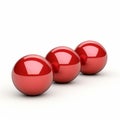 Playful 3d Illustration Of Three Red Balls On White Surface