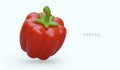 3D red bell pepper. Paprika with green stem on colored background Royalty Free Stock Photo