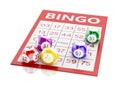 3d Red bingo card with colorful balls. Royalty Free Stock Photo