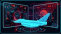 3D Red Blue Jet Fighter HUD Interface Motion Graphic Element