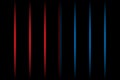 3d red and blue vertical fading neon light elements on black background. Futuristic abstract pattern.
