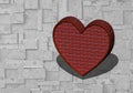3D red brick heart and shadow Royalty Free Stock Photo