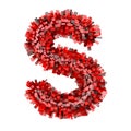 3d Red Bricks cartoon creative decorative letter S