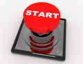 3d red button start .3d rendered illustration