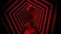 3D Red Cyber Man in a Cyber Tunnel VJ Loop Background