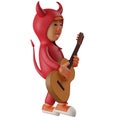 3D Red Devil Cartoon having a guitar
