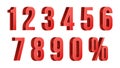 3D Red Discount Numbers Vector. Percent. Numbers From 0 to 9 Royalty Free Stock Photo