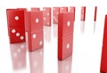 3d Red domino tiles falling in a row Royalty Free Stock Photo