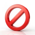 3D red forbidden sign isolated on white Royalty Free Stock Photo