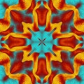 3d red gold cyan kaleidoscopic pattern