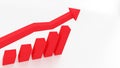 3d RED graph showing rise in profits or earnings Royalty Free Stock Photo