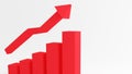 3d RED graph showing rise in profits or earnings Royalty Free Stock Photo