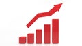 3d RED graph showing rise in profits or earnings Royalty Free Stock Photo