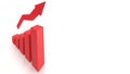 3d RED graph showing rise in profits or earnings Royalty Free Stock Photo