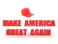 3D Red Hat with make America great again text below Royalty Free Stock Photo