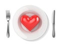 3d red heart on a plate