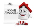 3d red house character concept - Rooms available Royalty Free Stock Photo