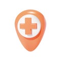 3D red icon location of hospitals.