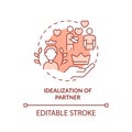 2D red linear icon idealization of partner concept