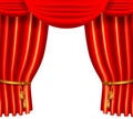 3d red luxury silk curtain, realistic interior decoration velvet Royalty Free Stock Photo