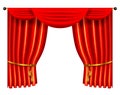 3d red luxury silk curtain, realistic interior decoration velvet Royalty Free Stock Photo