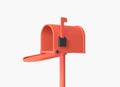 3d red mailbox icon in cartoon style. the concept of receiving notification, mailing. banner design for marketing. 3d rendering Royalty Free Stock Photo