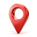 3D red map pointer icon isolated on white Royalty Free Stock Photo