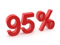 3D Red Number 95 Percentage Royalty Free Stock Photo