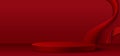 3d red product podium in abstract studio scene