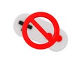 3D red prohibited sign over gamepad controller