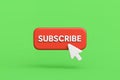 3d Subscribe Button with Cursor on Green Screen Chroma Key Background Royalty Free Stock Photo