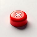 3d red round button with white x symbol isolated on light background Royalty Free Stock Photo