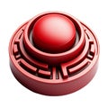 3d red round push button with geometric maze design base isolated on white or transparent background Royalty Free Stock Photo