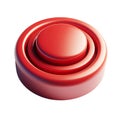 3d red round push button with layered circular design isolated on white or transparent background Royalty Free Stock Photo